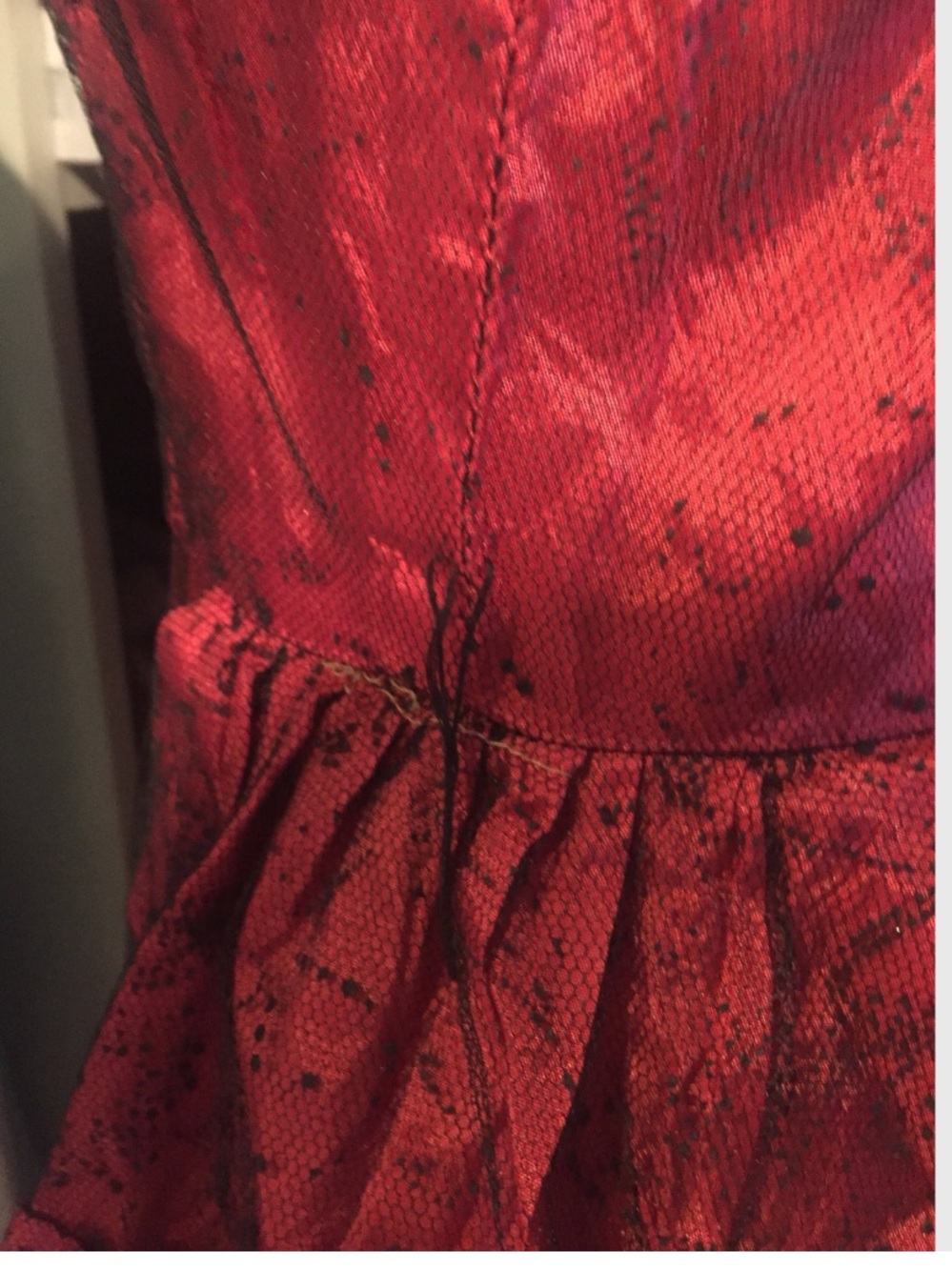 1940s red dress with overlay AS IS - Picture 4 of 10
